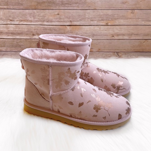 UGG Shoes - UGG Classic Mini Floral Foil Seashell Pink Boots